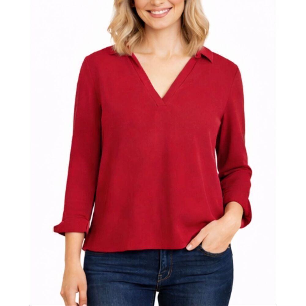 Collection fifty nine 100% cashmere red collared sweater small
